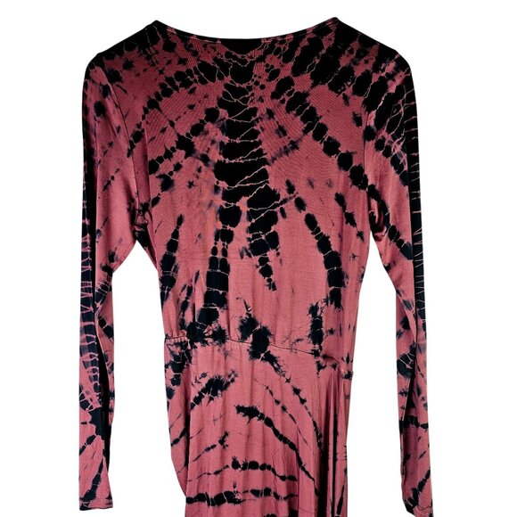 Young Fabulous & Broke Yarro Dress Tie Dye VEGAN Silk Waterfall Cinched Waist, M - Picture 6 of 9